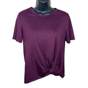 Medium Hippie Laundry Burgundy Red Short Sleeve Tee Stretch Knot Accent